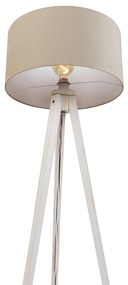Lampă de podea trepied albă cu abajur din material textil maro deschis 50 cm - Tripod Classic