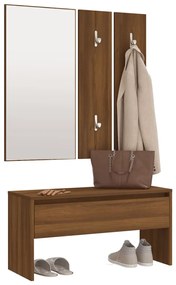 Set de mobilier pentru hol, stejar maro, lemn prelucrat