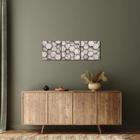 Tablou - Hexagoane design beton (cu ceas) (90x30 cm)