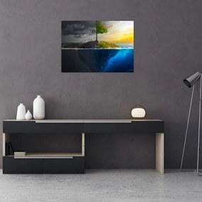 Tablou pe sticlă reprezentând două părți (70x50 cm)