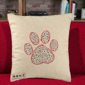 Perna Personalizata Labuta Dalmatian Roz Neon, 40x40 cm, Bej, Husa Detasabila, Perna Inclusa, BEKZ®