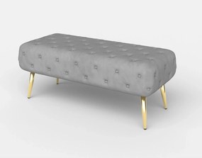 Bancheta ATHENA, stofa catifelata gri, 100x45x40 cm
