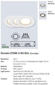 Set de 3 spoturi LED dimabile incastrabile Dorado alb 2700K IP65