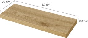 Polita de perete plutitoare GROVE 60x20 cm, stejar artisan
