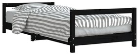 834395 vidaXL Cadru pat pentru copii, negru, 90x200 cm, lemn masiv de pin