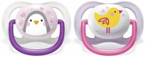 AVENT Suzeta Ultra Air Animale, 0-6m - Pasăre / pinguin, lila