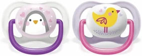 AVENT Suzeta Ultra Air Animale, 0-6m - Pasăre / pinguin, lila