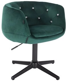 HR333CCROSS Scaun Catifea Verde cu Bază Neagră