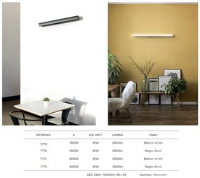 Aplica LED de perete ambientala HANOK 38W 4000K neagra
