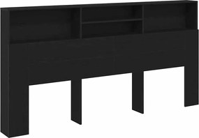 vidaXL Tablă de pat cu sertar cu raft Stejar Negru 200 x 19 x 103,5 cm