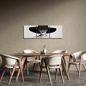 Tablou - Femeia cu pălărie (cu ceas) (90x30 cm)