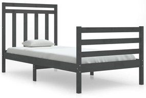 3105282 vidaXL Cadru de pat Single 3FT, gri, 90x190 cm, lemn masiv