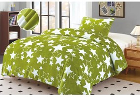 Lenjerie de pat microplus STAR verde Dimensiune lenjerie de pat: 70 x 90 cm | 140 x 200 cm