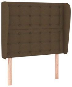 Tablie de pat cu aripioare maro inchis 103x23x118 128 cm textil 1, Maro inchis, 103 x 23 x 118 128 cm