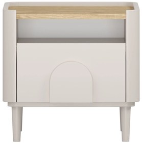 Noptieră Amilio 50 cm - cashmere / stejar uleiat / mânere cashmere