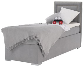 Pat boxspring, pat de o persoană, gri deschis, 80x200, dreapta, BILY