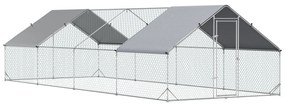 PawHut Coteț de Găini cu Cadru Zincat și Plasă Hexagonală, Țarc cu Acoperiș Impermeabil pentru Găini, Rațe și Iepuri, 3x8x2 m | Aosom Romania
