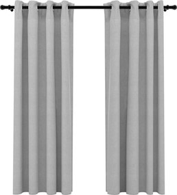 vidaXL Draperii opace, aspect in, cu ocheți, 2 buc., gri, 140x175 cm