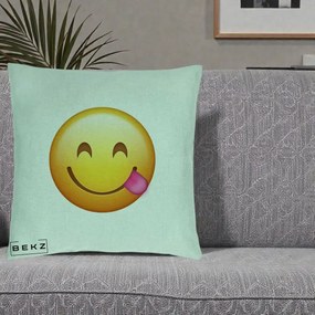 Perna Decorativa Emoji Limba Scoasa, 40x40 cm, Verde Menta, Husa Detasabila, Perna Inclusa, BEKZ®