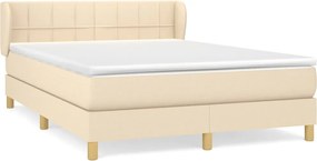 vidaXL Pat box spring cu saltea, crem, 140x200 cm, textil