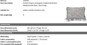 Perna decorativa LUX Dupre rectangular, albastru mademoiselle 116324 HZ