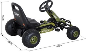 Homcom Go-Kart per Bambini a Pedali, Verde e Nero