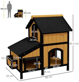 PawHut Casă pentru pisici Adăpost pentru pisici Peșteră, incl. Ghiveci, 96 cm x 65 cm x 85,5 cm, Galben + Alb + Negru | Aosom Romania