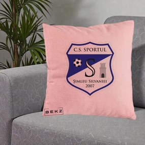 Perna Personalizata CS Sportul Simleu Silvaniei 2007, 40x40 cm, Roz, Husa Detasabila, Perna Inclusa, BEKZ®
