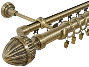 Galerie dubla Odeon, teava neteda si profil,grosime 25 si 19mm, aur antic (Alege marime: 200 cm)