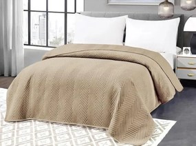 Cuvertura de pat bej din catifea ARROW VELVET Dimensiune: 200 x 220 cm