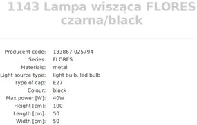 Lustra design modern Flores negru 50cm