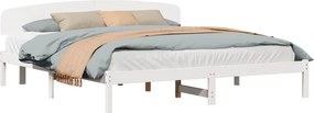 vidaXL Cadru de pat cu headboard Alb 180 x 200 cm Lemn de pin masiv