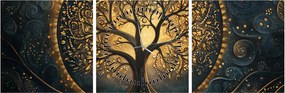 Tablou – Arbore cu aură aurie (cu ceas) (90x30 cm)