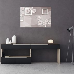 Tablou - Imagine flori bej (90x60 cm)