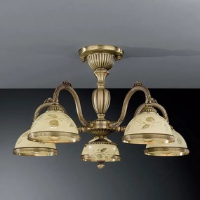 Lustra aplicata din alama cu sticla decorata design italian 5 6208