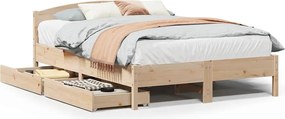 vidaXL Cadru de pat fără saltea, 135x190 cm, lemn masiv de pin