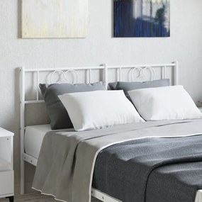 355545 vidaXL Tăblie de pat metalică, alb, 140 cm