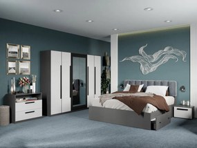 Set mobila dormitor complet Alb/Gri antracit Oasis C10