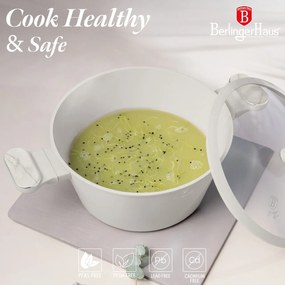 Set oale si tigai cu capace 15 piese Sahara Marble Berlinger Haus BH8401, crem, antiaderente, compatibile inductie