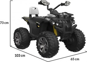 ATV Electric cu acumulator pentru copii NOVOKIDS™ Majestic Quad PRO, Cu melodii si lumini, Lungime 103 cm, Max 30 kg, 12V, 2 motoare, Negru cu Alb