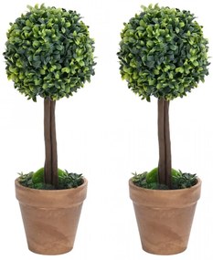 Plante artificiale cimișir cu ghiveci 2 buc. verde 56 cm minge