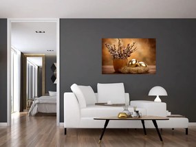 Tablou cu ou și pisicuțe (90x60 cm)