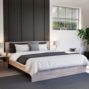 Pat dublu Miami fără cadru de pat 160x200 cm stejar York-stejar Sonoma