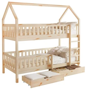 Pat etajat pentru copii 90 cm Virtuoso (natural) (cu somieră) (cu sp. depozitare). 1116556