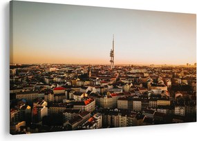 Tablou apusului de soare deasupra orașului Zizkov (90x60 cm)
