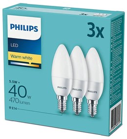 Set 3x bec LED Philips E14/5,5W/230V 2700K