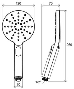 Ravak X07P233 - Pară de duș manuală cu buton FLAT, crom lucios