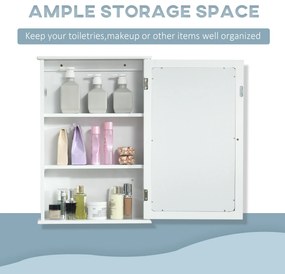 kleankin Dulap suspendat pentru baie cu oglindă - Dulap cu oglindă - Compartiment de depozitare pentru WC - 1 ușă, 2 etajere - MDF alb, sticlă | Aosom Romania