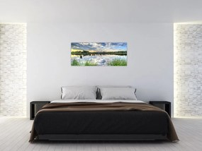 Tablou cu lac și trestie (120x50 cm)