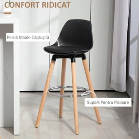 HOMCOM Set 2 Scaune de Bar Moderne din Piele Ecologică, Scaune Înalte de Bucătărie, Negru | Aosom Romania